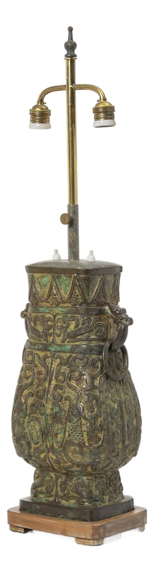 Patinated Bronze Table Lamps in the style of William Billy Haines, 1960s, Set of 2
