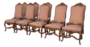 Set of 10 Dennis and Leen Rococo Style Painted Giltwood Dining Chairs