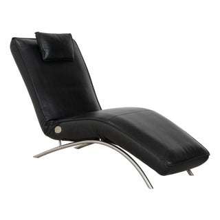Jonas Lounger in Black Leather from Koinor For Sale