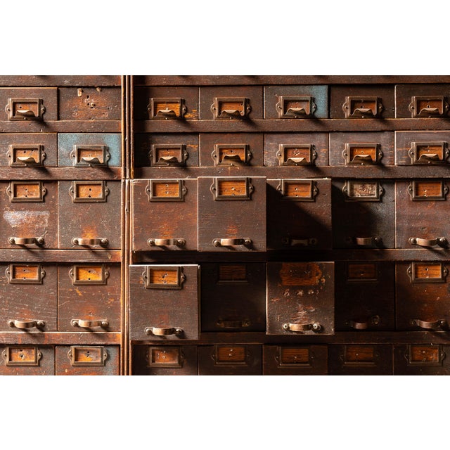Antique Monumental Industrial Hardware & Parts Cabinet For Sale - Image 9 of 11