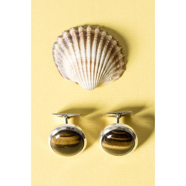 Silver Vintage Silver and Tigereye Cufflinks by Arvo Saarela, 1975 For Sale - Image 8 of 8