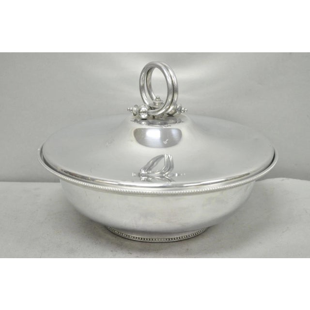 Art Nouveau Vintage Bw Buenilum Silver Plated Aluminum Art Nouveau Covered Serving Dish For Sale - Image 3 of 18
