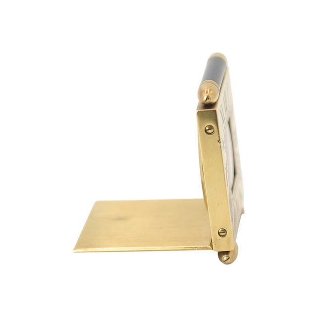 Folding Quartz Movement Alarm Clock in Gilt Metal and Blue Enamel from Cartier, 1980s, Set of 2 For Sale - Image 13 of 14