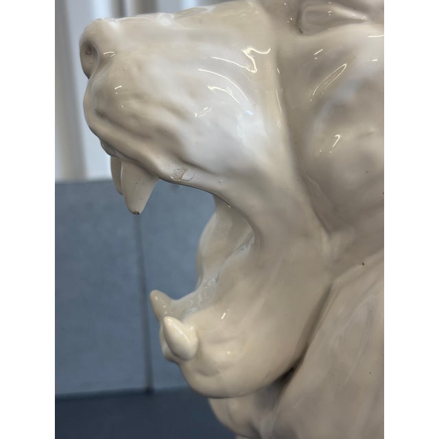 1970s Vintage Blanc De Chine Large Ceramic Lion Statue For Sale - Image 9 of 12