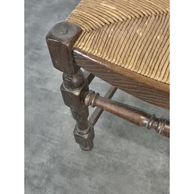 Straw-Seated Chairs with Slatted Oak Backs, Set of 6 For Sale - Image 4 of 7