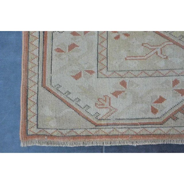 1960s Beige and Orange Vintage Rug For Sale - Image 10 of 11