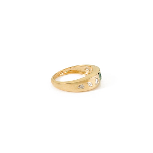 Not Yet Made - Made To Order Artistic Style Chunky Emerald & Diamond 18k Gold Statement Ring Size 6.5 For Sale - Image 5 of 12
