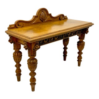 Early English Carved Oak Sideboard / Console Table For Sale