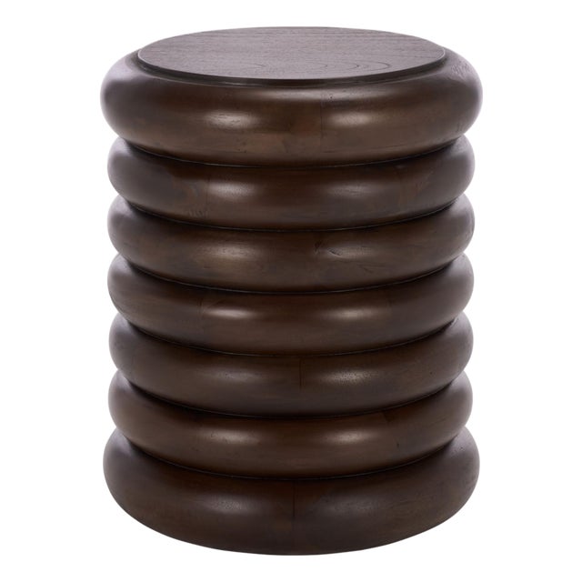 Anatoly Round Accent Table in Brown For Sale