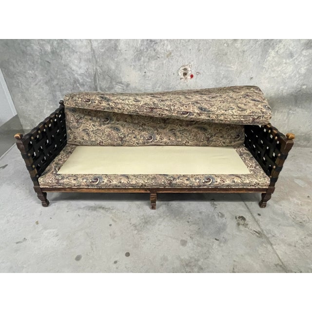 1960s Brutalist Woven Leather Strap Sofa For Sale - Image 5 of 8