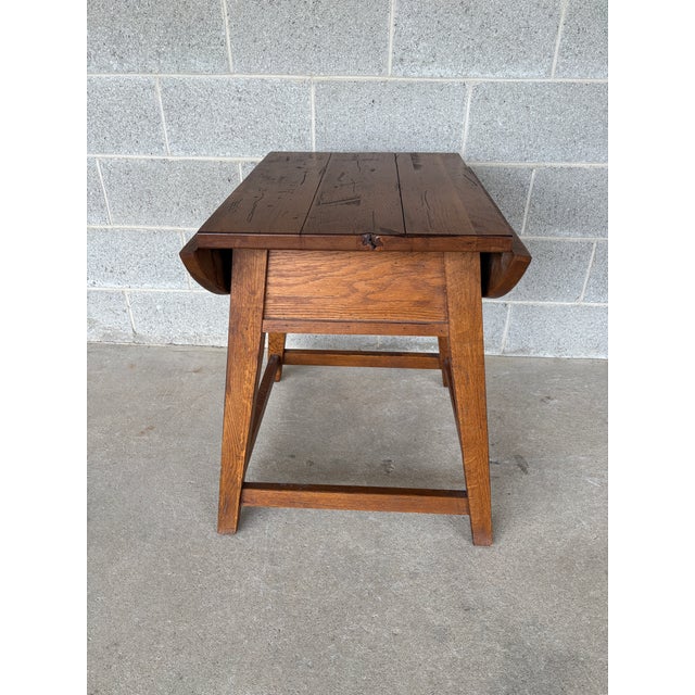 Late 20th Century Broyhill Attic Heirlooms Oak Single Drawer Shaker Style Drop Leaf Side Table For Sale - Image 5 of 10