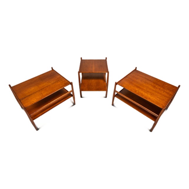 Set of Three (3) Mid-Century Modern 'Suncoast' End Tables in Walnut by Kipp Stewart & Stewart MacDougall for Drexel, Usa, C. 1960s For Sale