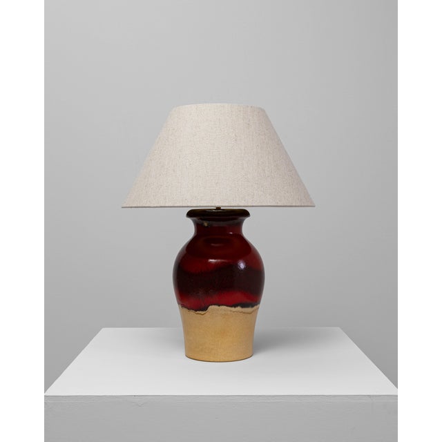 20th Century German Red And Tan Ceramic Table Lamp For Sale - Image 17 of 18