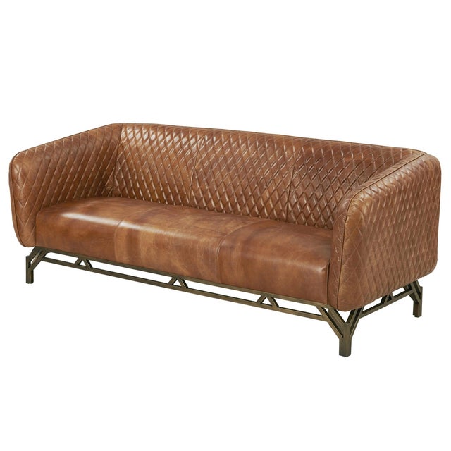 Vincent Industrial Modern Sofa - Light Brown Leather For Sale - Image 4 of 8