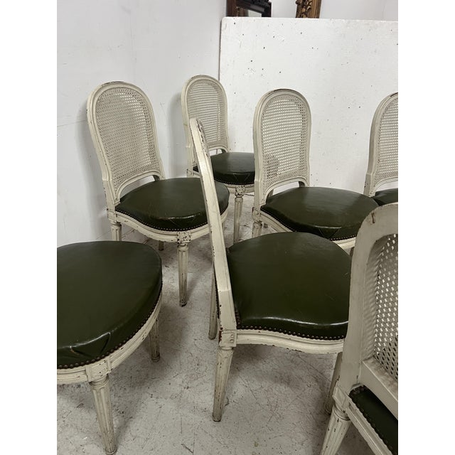Louis XVI Style Chairs in Patinated Beechwood, Set of 7 For Sale - Image 10 of 16
