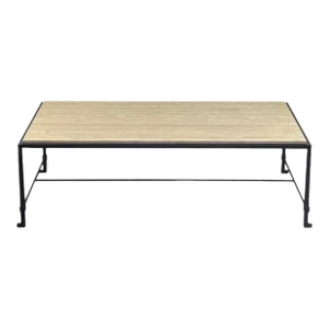Narrow 'Diagramme' Iron and Travertine Coffee Table by Design Frères