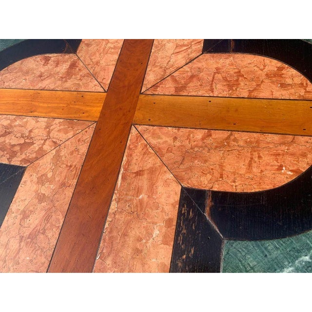 Vintage William & Mary Style Partial Ebonized Base Marble Inset Top Dining Table. For Sale - Image 10 of 12