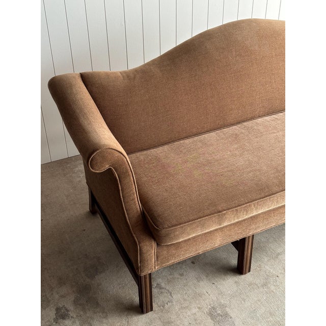 Brown Vintage Camelback Chippendale-Style Sofa For Sale - Image 8 of 17