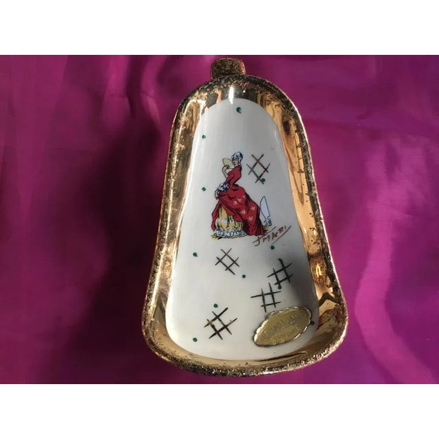 Gold-Plated Ceramic Container from Grand Lux, Belgium, 1950s For Sale - Image 4 of 12