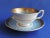 Circa 1957 Royal Grafton Fine Bone China Teacup & Saucer Hand Painted Colonial Style Blue & Gold, Made in England For Sale - Image 4 of 10