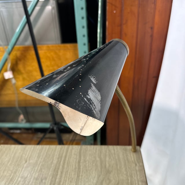 1960s Mid Century Formica Top Iron Mesh Student Desk Built in Lamp With Matching Chair For Sale - Image 5 of 12