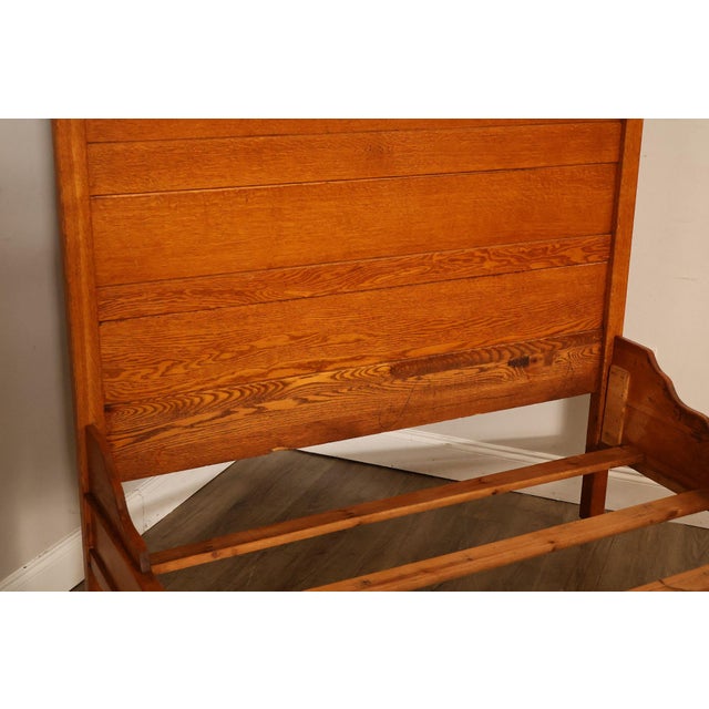 Antique American Victorian Oak Full Size High Back Bed For Sale - Image 14 of 18