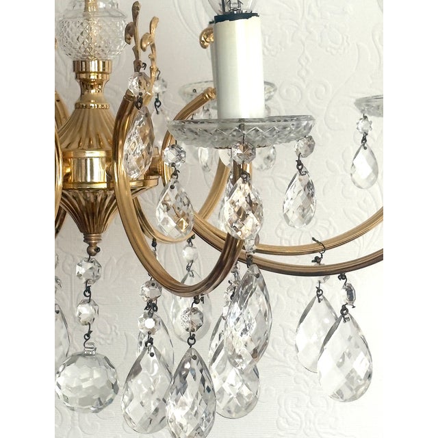 Brass and Lead Crystal 8-Light Chandelier, 1960s For Sale - Image 13 of 15