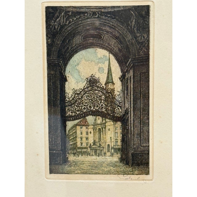 Late 20th Century Vienna Palace Gate Etching on Paper by Josef Eidenberger For Sale - Image 12 of 14
