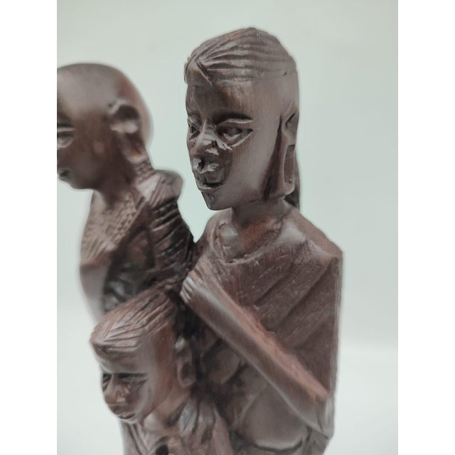 Wood Hand-Carved Makonde Family Group in Ebony, 1960s For Sale - Image 7 of 12