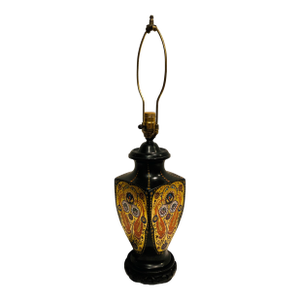 Satsuma Style 1920s Porcelain Table Lamp With Applied Gold and Enamel Decor