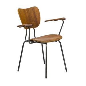 Mid-Century Swedish Tubular Steel and Teak Armchair