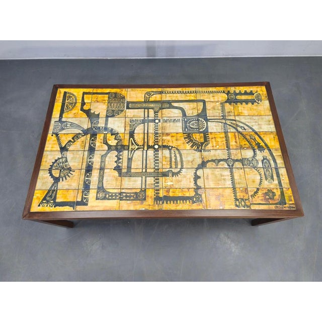 Wood and Tile Coffee Table attributed to Otto Detlefsen for Haslev, 1960s For Sale - Image 4 of 17