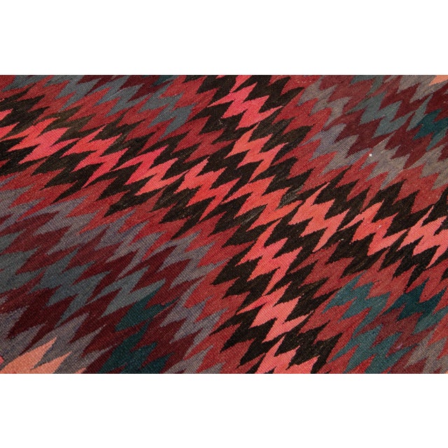 Textile Mid-20th Century Turkish Kilim Peach Handmade Tribal Wool Rug For Sale - Image 7 of 10