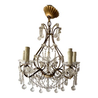 French Crystal Beaded Chandelier For Sale
