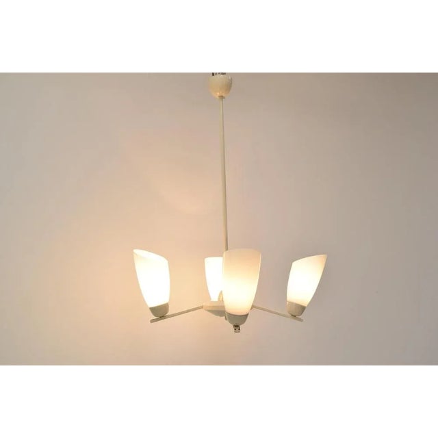 Mid-Century White Chandelier, 1970s For Sale - Image 6 of 8