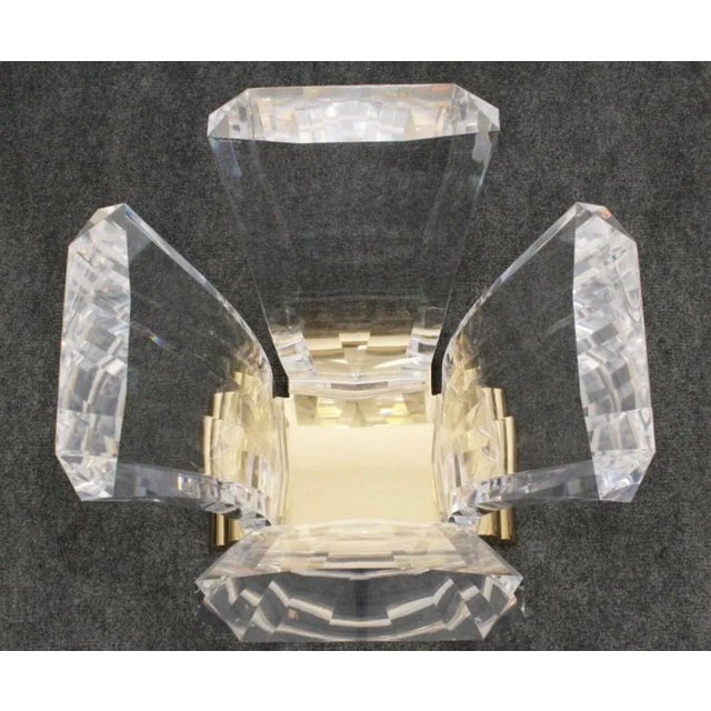 1970s Attributed to Jeffery Bigelow Acrylic and Bronze Dining Table Base With Starphire Etched Glass Top Included For Sale In Houston - Image 6 of 9