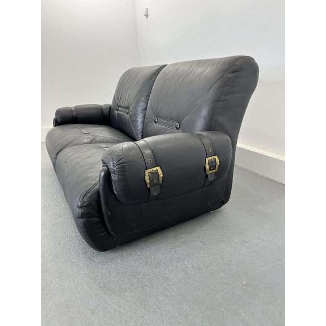 Very nice modular leather sofa, black, 1960s.