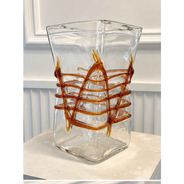 A striking and rare example of mid-century Italian Murano art glass, designed by Fulvio Bianconi for Mazzega in the 1960s....