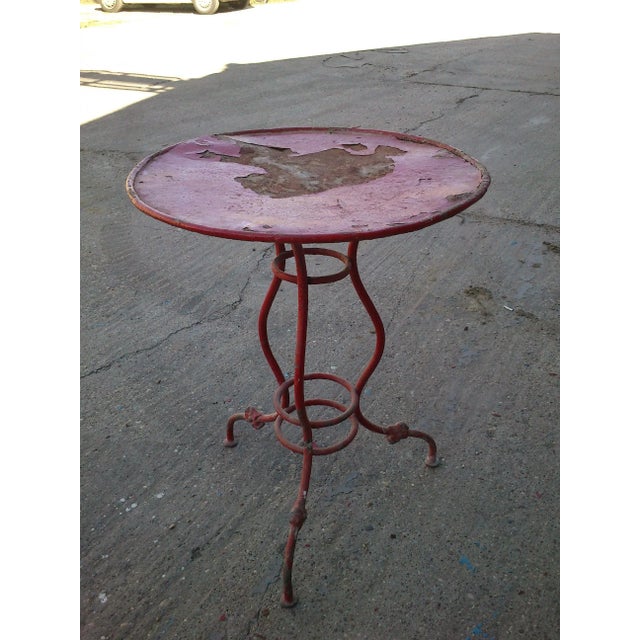 1950s Vintage Red Bistro Table, 1950s For Sale - Image 5 of 7