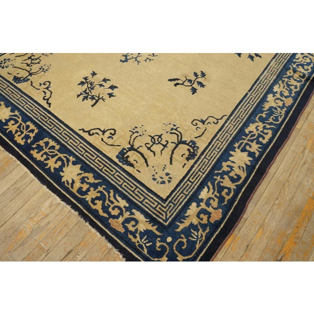 1920s Beige Medallion Greek Key Antique Chinese Peking Rug 6'2"x8'8" Wool Knotted Carpet For Sale - Image 9 of 9