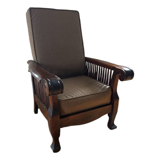 Antique Mahogany Reclining Morris Style Armchair For Sale