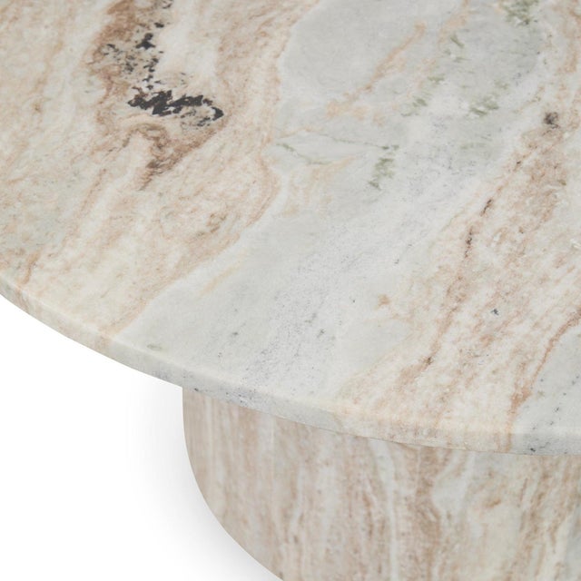 Contemporary Aurora Marble Pedestal Modern Coffee Table For Sale - Image 3 of 6