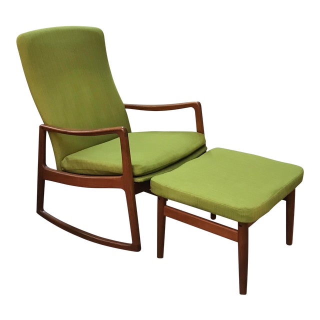 Teak Danish Rocking Chair & Ottoman Chairish