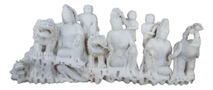 Antique Chinese Shaka Triad Sculpture