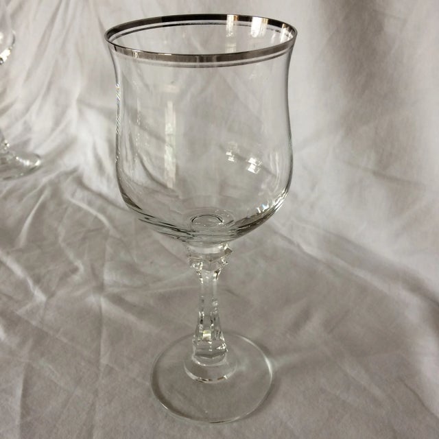 1970s Platinum Rim Princeton Clear Water Goblets - Set of 6 by American Stemware For Sale - Image 5 of 13