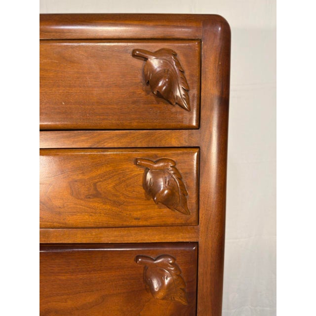 Early 20th Century Vintage Art Deco-Style Walnut 5-Drawer High Chest of Drawers For Sale - Image 5 of 14