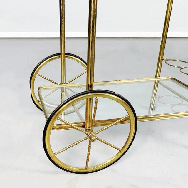 Mid-Century Italian Modern Bar Cart in Brass & Glass, 1950s For Sale - Image 15 of 18