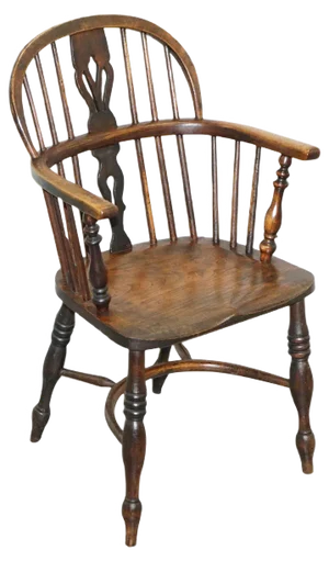 Antique Victorian English Elm & Ashwood Windsor Armchair, 19th Century