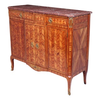 Fine Louis XVI Tulipwood Marquetry Cabinet with Rouge Marble Top, 1780 For Sale