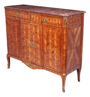 Fine Louis XVI Tulipwood Marquetry Cabinet with Rouge Marble Top, 1780